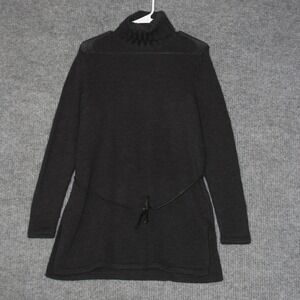 Valerie by Valerie Stevens Turtleneck Tunic Sweater Womens M Black Merino Wool